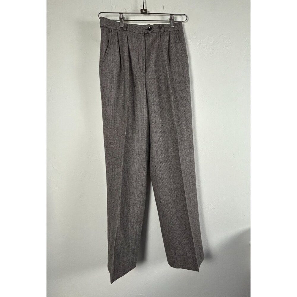 Giorgio Sant'Angelo Womens Wool Pleated Trousers Pants Size 4 Gray Straight Leg